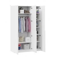 Шкаф для одежды Порто 580 с 2 глухими и 1 зеркальной дверями (Белый Жемчуг, Белый софт) - Изображение 1